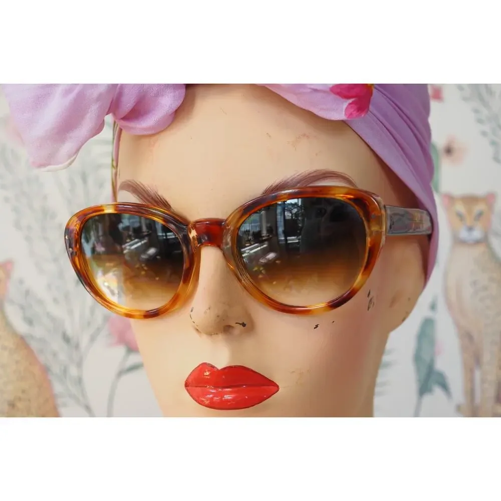 Vintage 1960s Mod Sunglasses Made in Italy Multicolor Thick Frame MCM Retro NOS